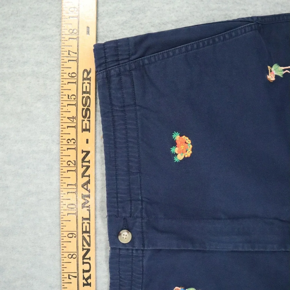 Polo Ralph‎ Lauren Hula Girl Embroidered Shorts Mens L Navy Blue Y2K Classic Fit